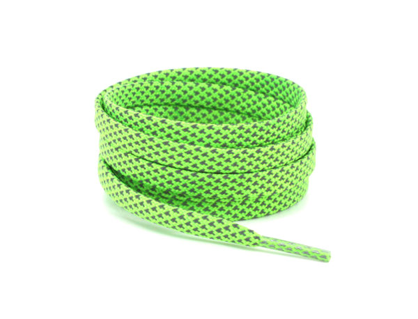 Светоотражающие шнурки плоские 120см – Кислотно зеленые