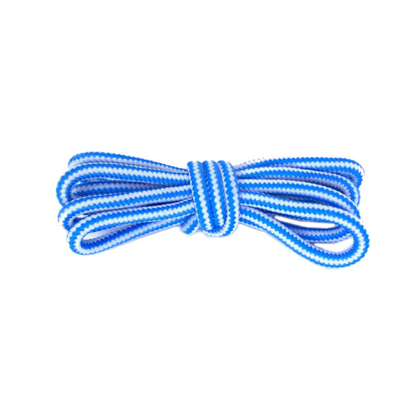 Круглые двухцветные шнурки 120см – Бело-голубые
